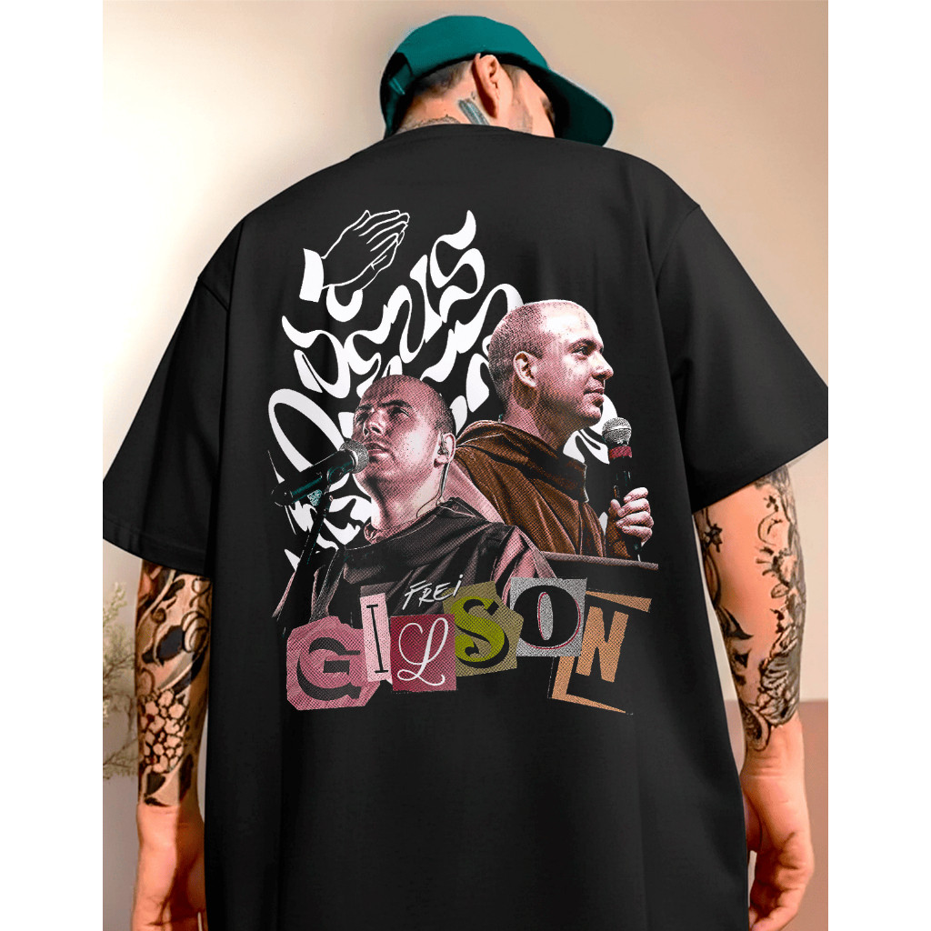 Camiseta Frei Gilson Santo Rosario Padre Catolico Lançamento Em Halftone Novidade Exclussiva