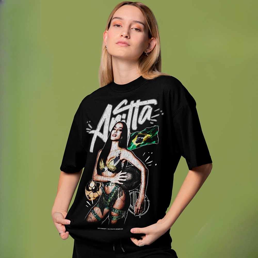 [Camiseta Premium em Algodão Puro]TT Camiseta Basica e OVERSIZED Anitta Brasil Dream Carnaval Graphic Tee unissex - Offc