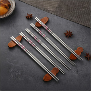 Hashi Metal Coreano Flor de Sakura 5 Pares em Oferta na Shopee