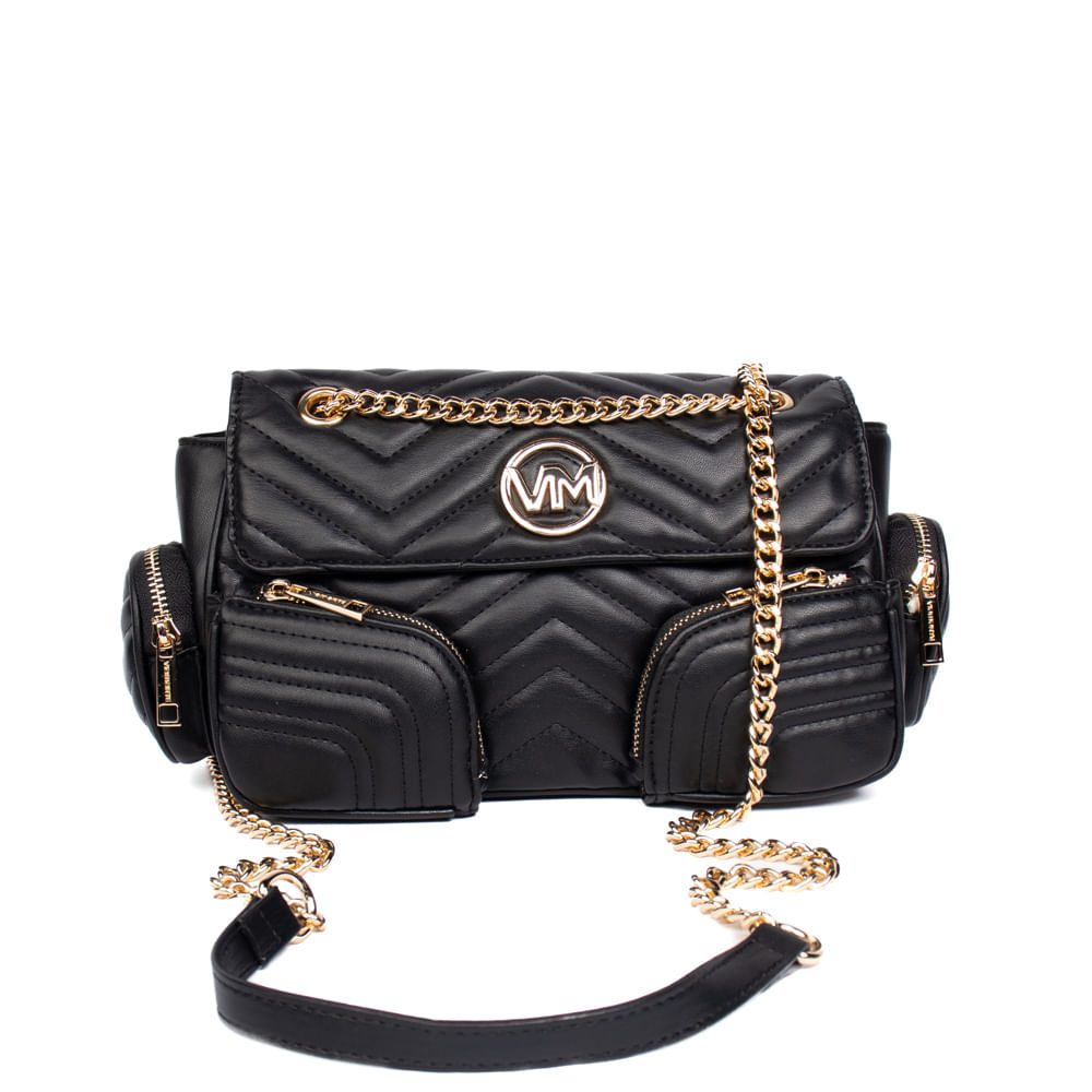 Bolsa Feminina Via Marte Pequena Tiracolo Multipocket Preto em Oferta na Shopee