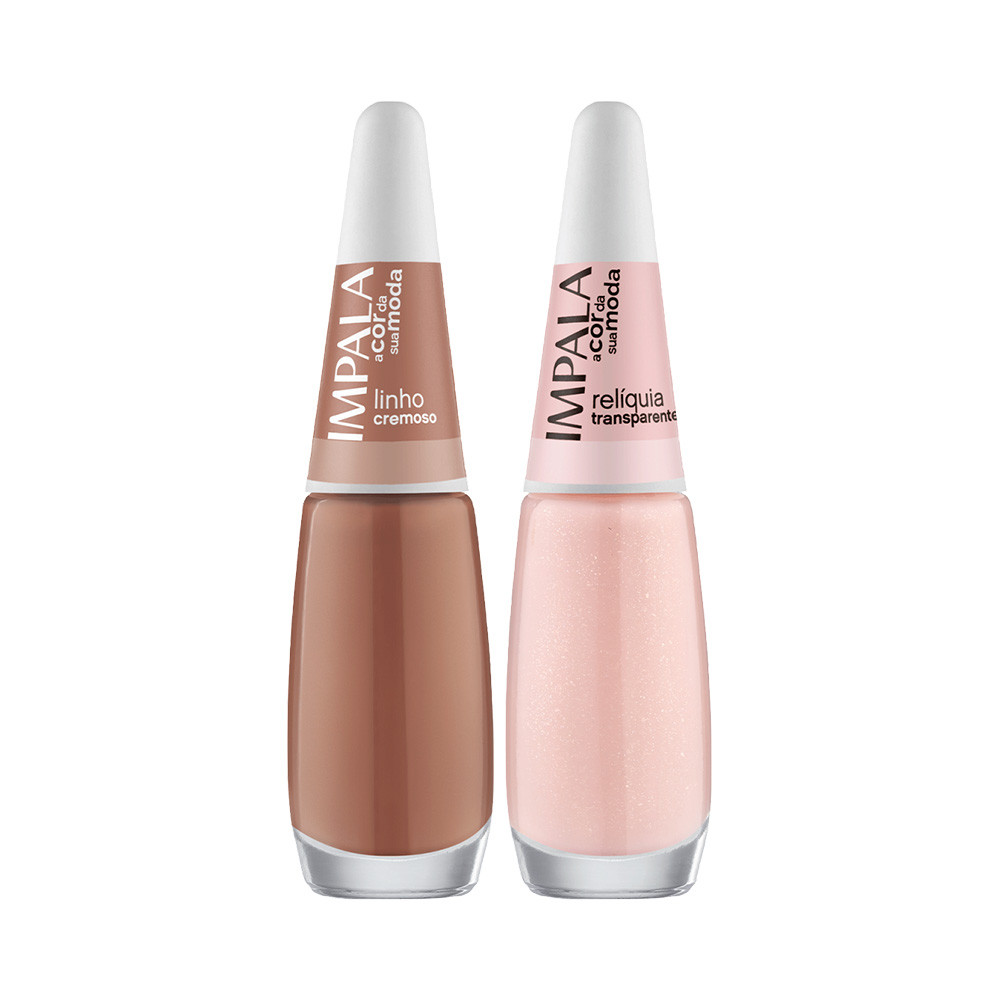 Kit 2 Esmaltes Impala Tons Nude Transparente e Cremoso em Oferta na Shopee
