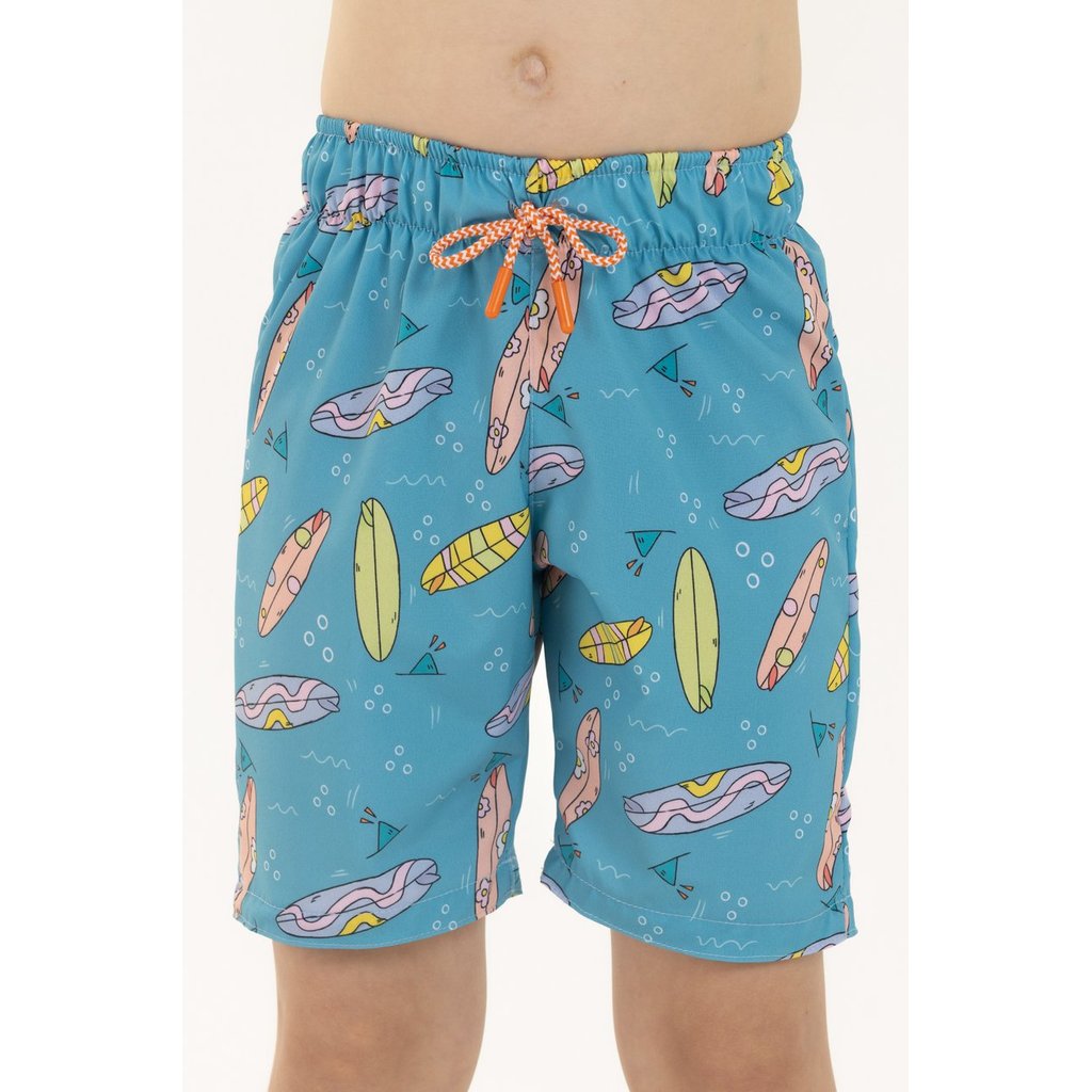 Bermuda de Praia em Tactel Infantil Menino - Mar, Sol e Surf