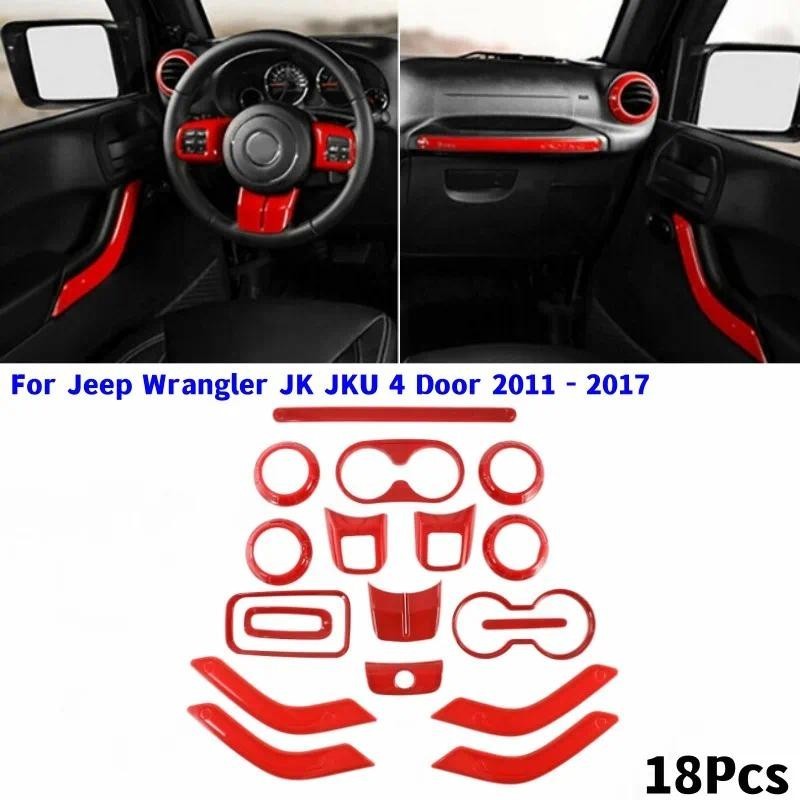18 Pçs/set Acessórios Interiores Do Carro Decoração Guarnição Capa Adesivos Automotivos Para Jeep Wrangler JK JKU 4 Port