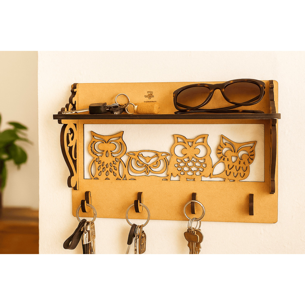 Suporte Porta Chaves E Objetos Prateleira Mdf Sala Coruja Top