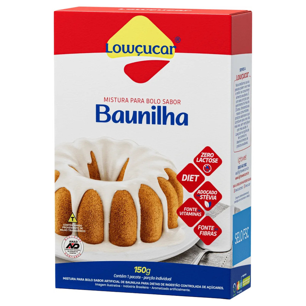 Kit com 4 Mistura para Bolo Lowçúcar Sabores Zero Adição de Açúcares 150g - Lightsweet
