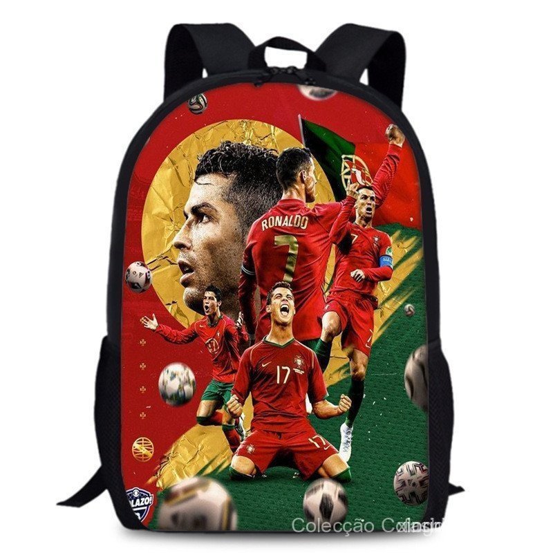 Mochila Escolar Infantil Cristiano Ronaldo CR7 Mochila Impermeável para Escola Primária Mochila Leve QM9F
