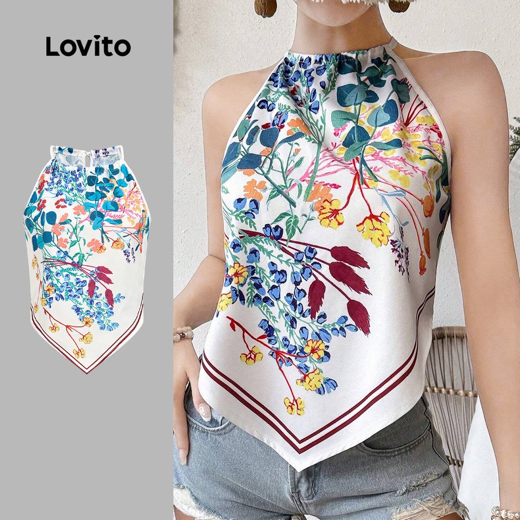 Lovito Blusa Boho Étnica Estampada Amarração Estilo Resort Primavera/Verão para Mulheres LBL32034 em Oferta na Shopee
