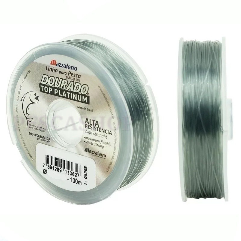 Linha Dourado Top Platinum - 0.30mm - Nylon 15.4Lb /7Kg - linha invisível - carretel 100mt pesca tilapia piau curimba