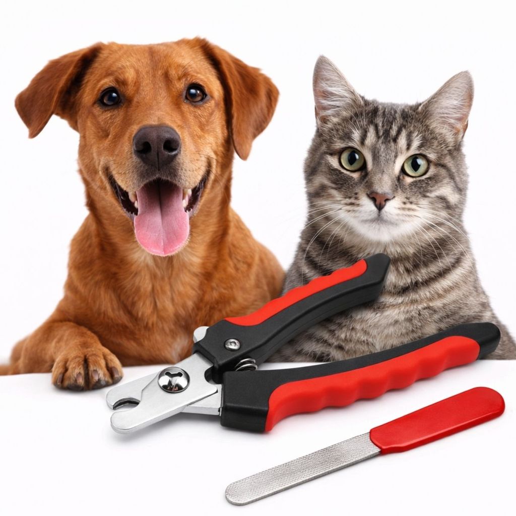 Kit Alicate Lixa Cortador de Unha Higiene Patinha de Cachorro Gato Pet