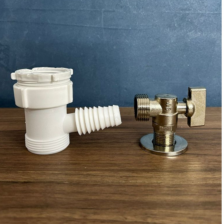 Kit Adaptador Saída Maquinas De Lavar / Secar/ Lava Louças Com Registro Esfera De Entrada 1/4v em Oferta na Shopee