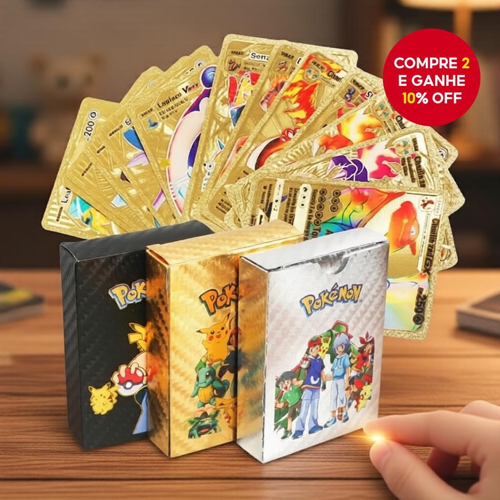 55 Cartas de Ouro de Metal Pokémon Vmax GX Energia Batalha Coleção de Treinador com Charizard Pikachu Cartas Raras