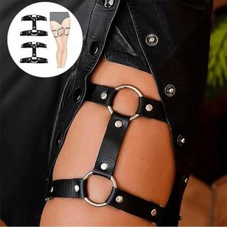 Acessório de Perna Garter Correntes Cinta Liga Persex Couro Gótico Punk Harnes Unisex Ajustável Moda