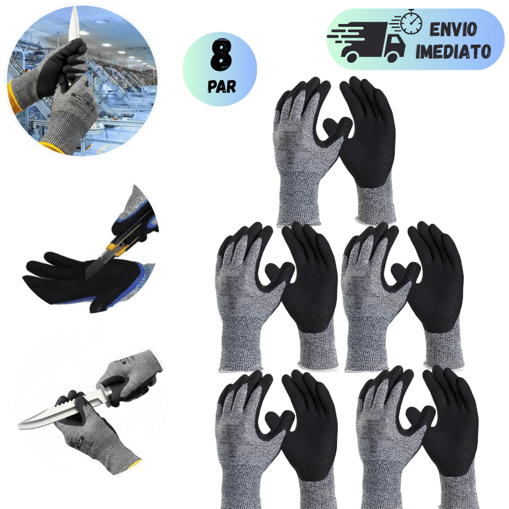 KIT 4 A 8 LUVA NITRIL DE SEGURANÇA  ANTCORTE PROFISSIONAL PALMA MECANICO OFICINA BORRACHARIA