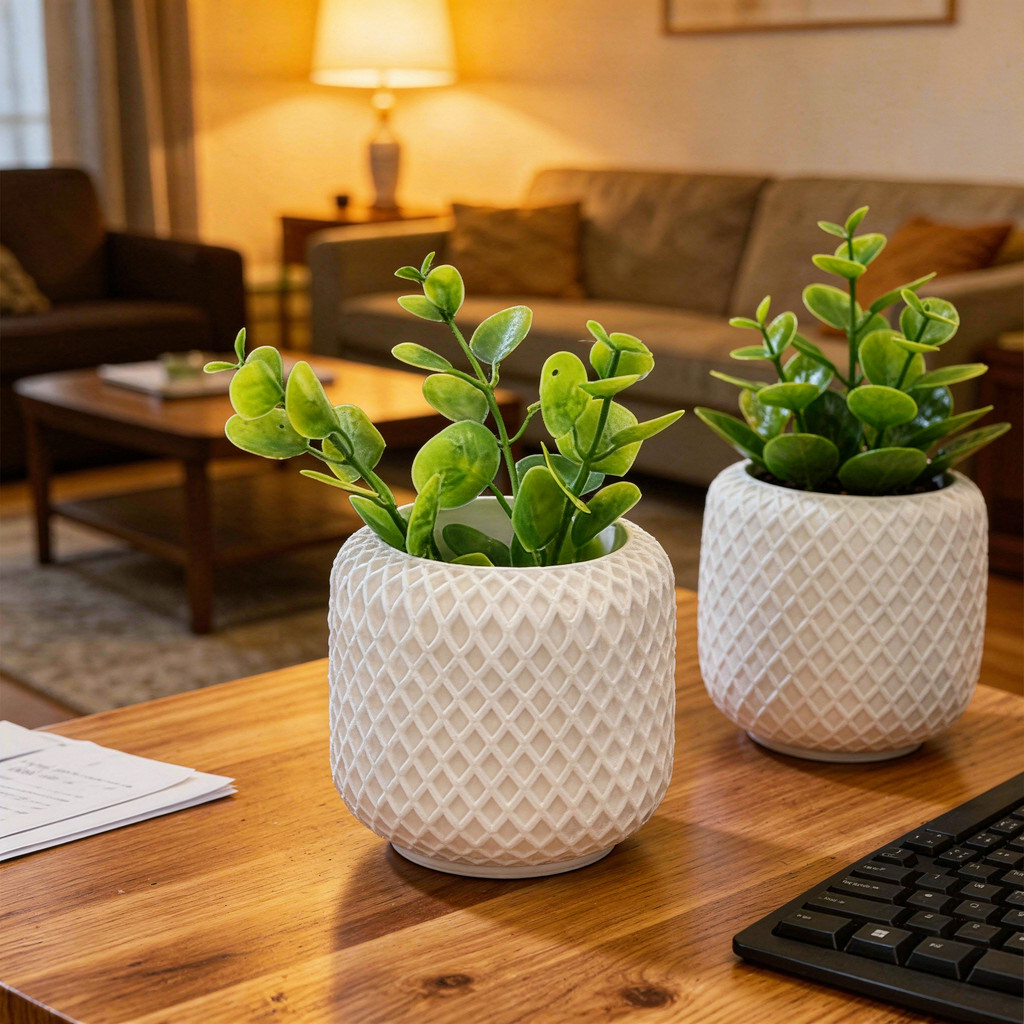 Kit 2 Vasinhos de Plantas Suculentas Vaso Decorativo em Gesso para e Cactos Decoração Salas Pequena