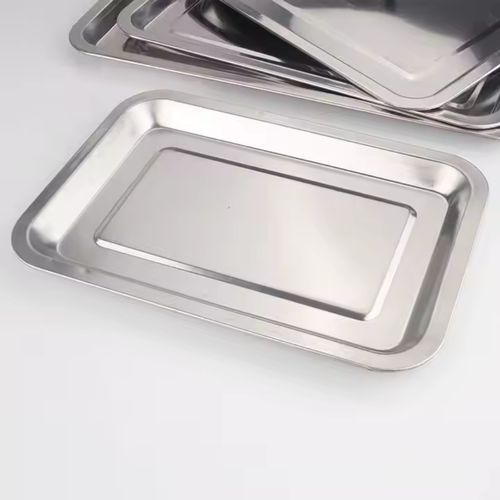 10 Bandeja Servir Aço Inoxidável Retangular Rasa 22x32cm Alimentação Café Estufa Vitrine Expositor — imagem 2 de 2
