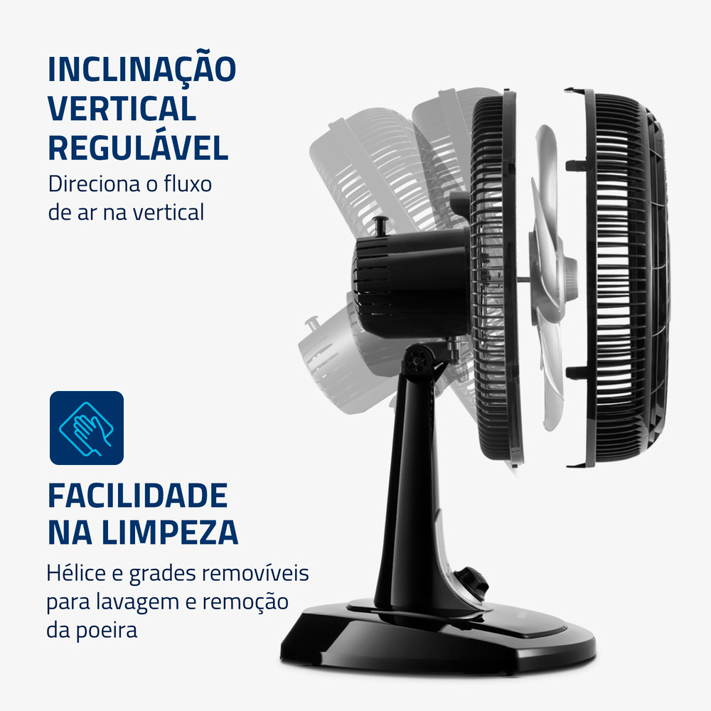 Ventilador de Mesa Mondial 30cm 6 Pás Turbo Vt-30-nb Preto/prata · foto 2