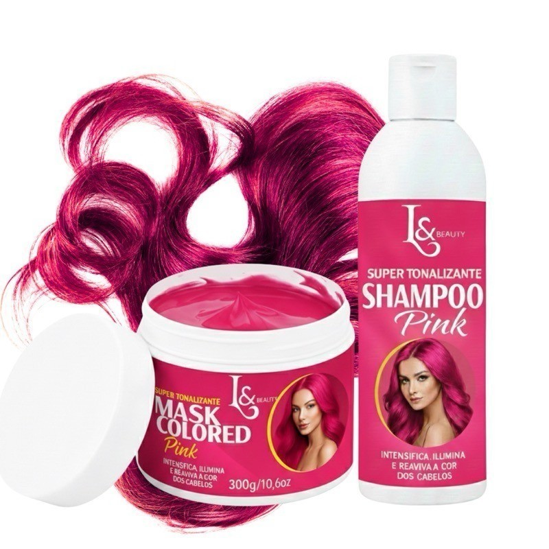 Kit Tonalizante Máscara Pink Colored + Shampoo Pink 300ml L&beauty