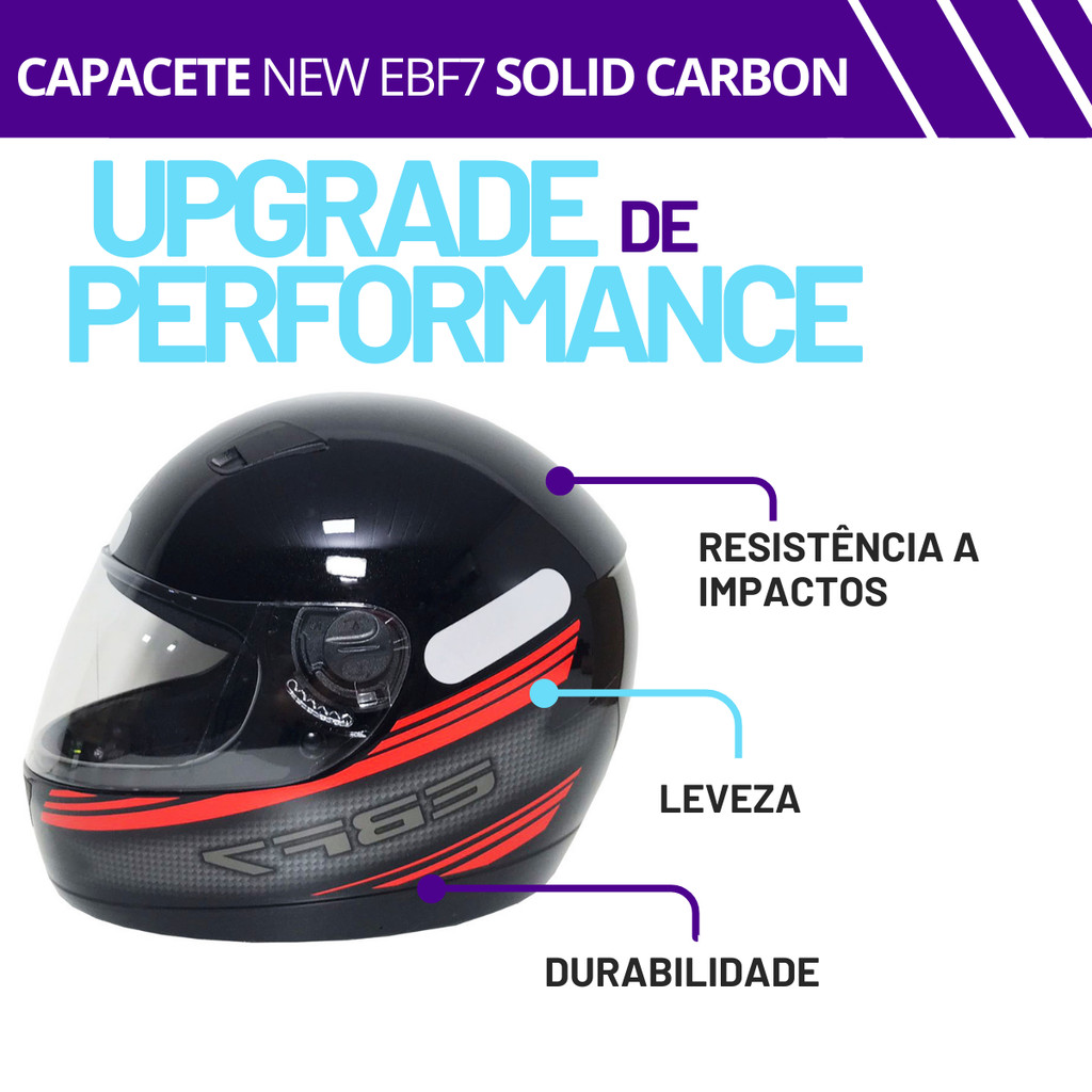 Capacete Moto Ebf 7 Fechado Solid New Carbon Preto Masculino Feminino — imagem 2 de 2
