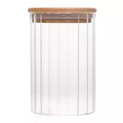 Porta Mantimento Wolff Tampa Bambu Canelado 300ml Vidro Boro
