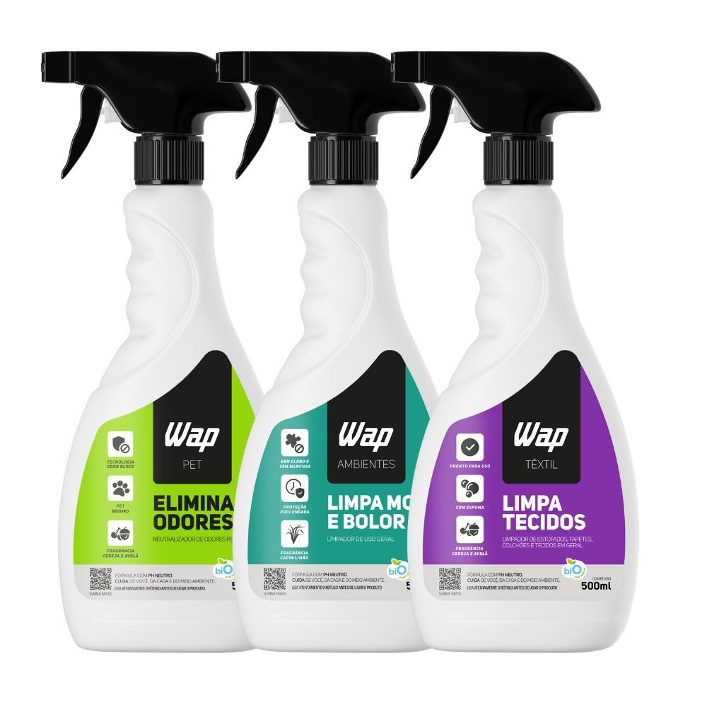 Kit Pet Friendly Anti Odores WAP com Limpeza Profunda de Tecidos Mofo Bolor e Perfumação Duradoura