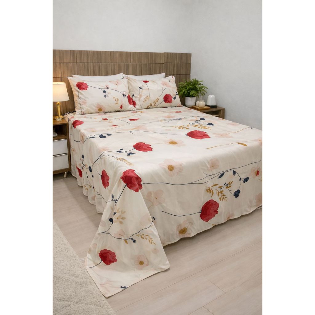 Lençol Casal Queen 03 Peças 800 Fios Toque de Algodão Aveludado 2,30 x 2,50MT em Oferta na Shopee