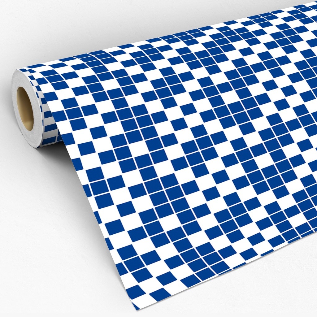Papel de Parede Adesivo Lavável Decoração Pastilhas Azulejo Para Cozinha Azul Escuro Xadrez
