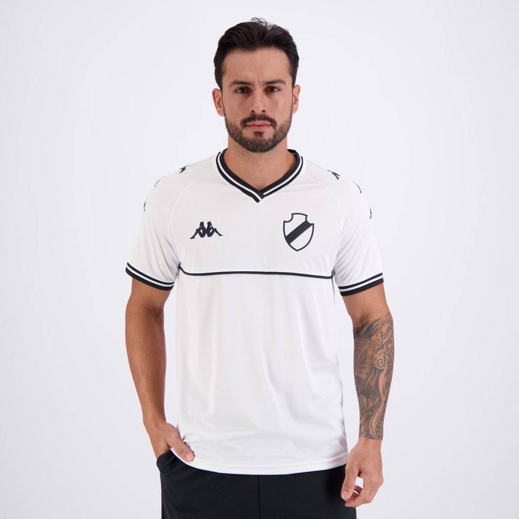Camisa Kappa Vasco Supporter Monochromatic Branca e Preta