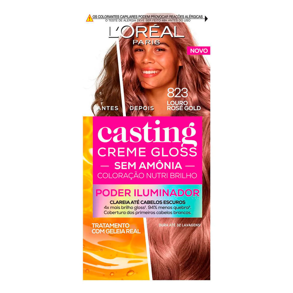 Tintura Casting Creme Gloss Sem Amônia L'oréal Paris Poder Iluminador Cor 823 Louro Rosé Gold