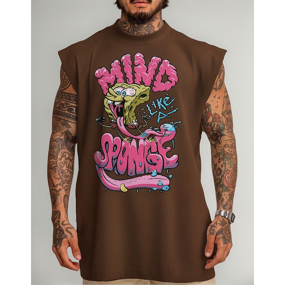 Camiseta Regata Longa Oversized Steetwear Sponge Mind Arte