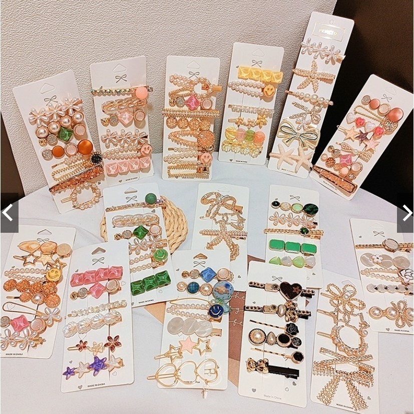 KIT 18 Unidades Clipe Simples Liu Haibian Palavra Clipe Pérola De Cristal De Volta Cabeça Superior GUI ANA SHOP