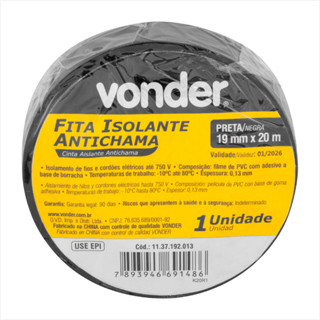 Fita isolante 19 mm x 20 m preta - Vonder em Oferta na Shopee