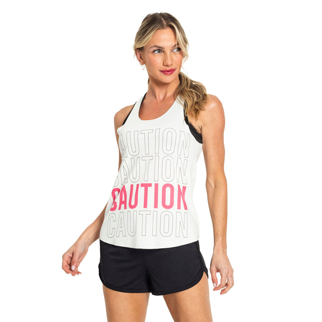 Regata Feminina Caution FTK Fitness Bege em Oferta na Shopee