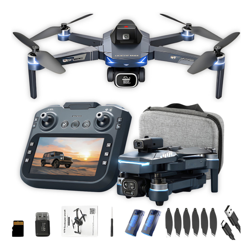 Drone Gt8 Quadcopter Profissional 4k Tela No Controle 1 Baterias com WiFi, Fotografia aérea, Helicóptero, Dobrável +Bag