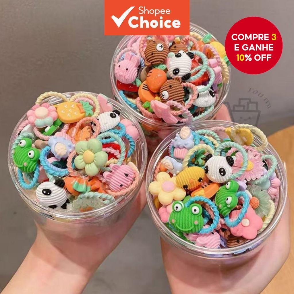 Conjunto De Presente De Cabelo Para O Dia Das Crianças , 50/100 Unidades De Elásticos Com Estampa Animal E Meninas em Oferta na Shopee