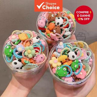 Conjunto De Presente De Cabelo Para O Dia Das Crianças , 50/100 Unidades De Elásticos Com Estampa Animal E Meninas em Oferta na Shopee