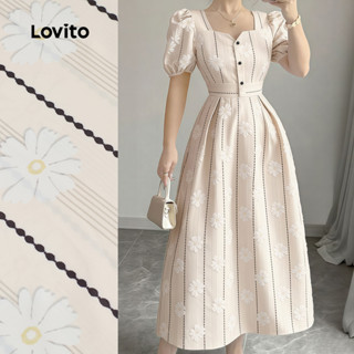 (NEW) Lovito Vestido Casual com Botões Na Frente e Recortes Vestido Primavera/verão para Mulheres L177ED409 em Oferta na Shopee