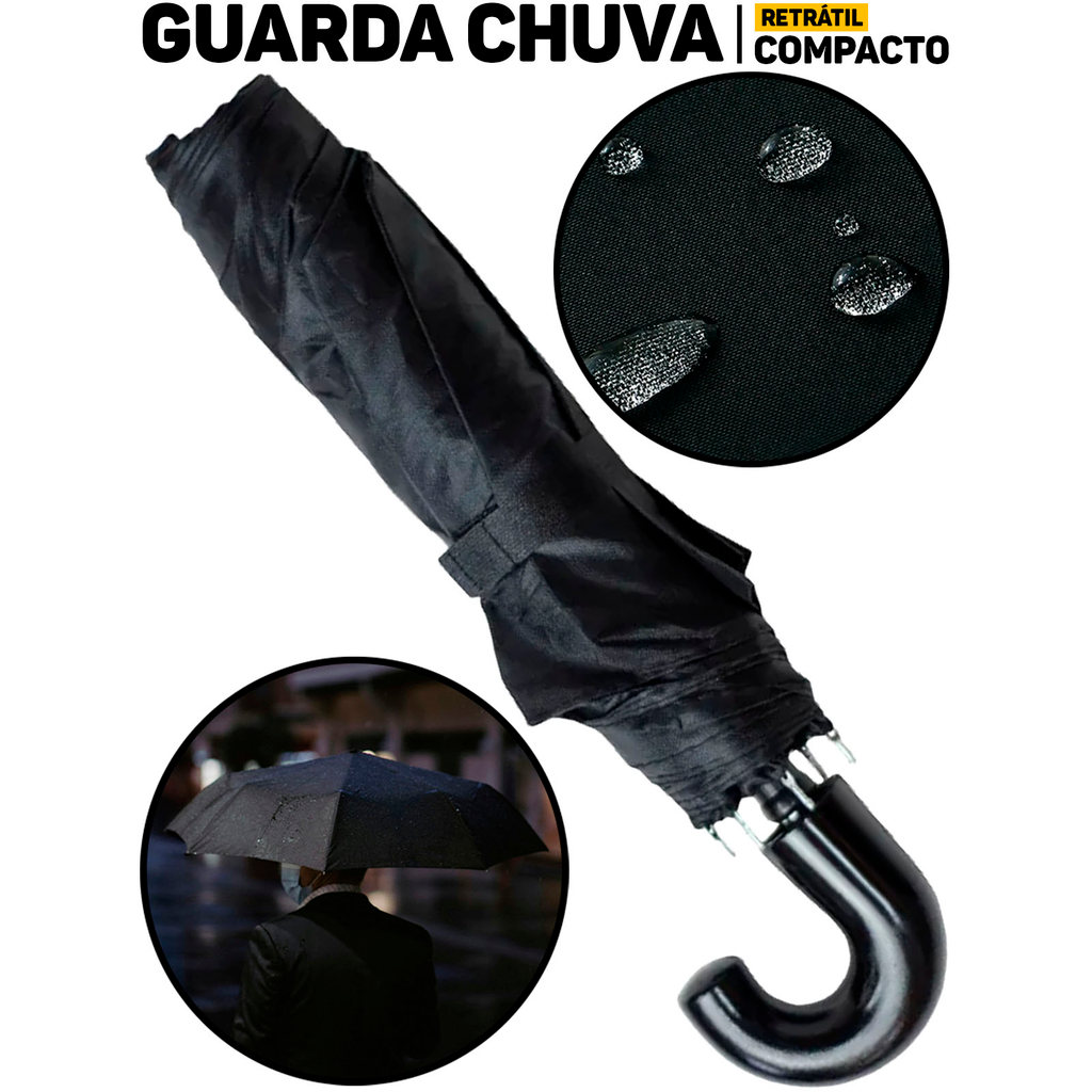 Guarda Chuva Pequeno Cabo Curto Preto Elite Imports P/ Sol Carro Bolsa Uso Diário em Oferta na Shopee