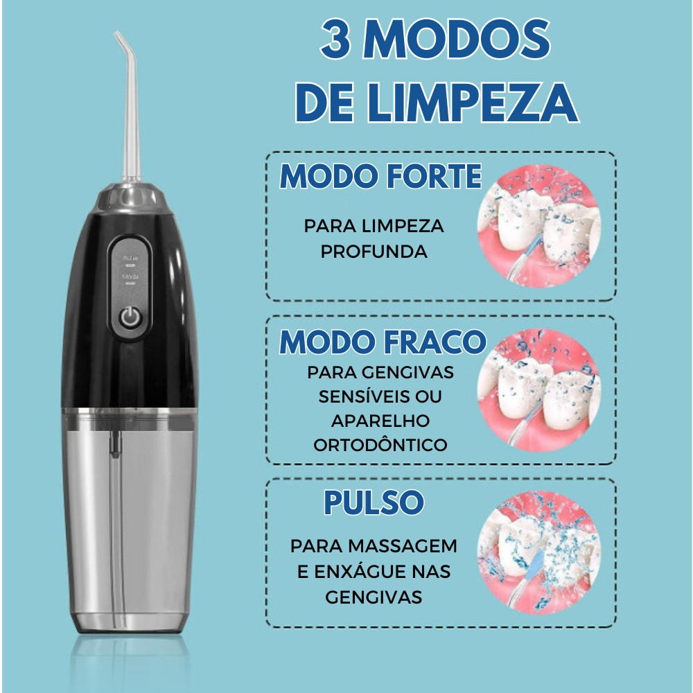 Irrigador Oral Sem Fio de Alta Performance - Limpeza Eficiente e Portátil com Bateria Durável