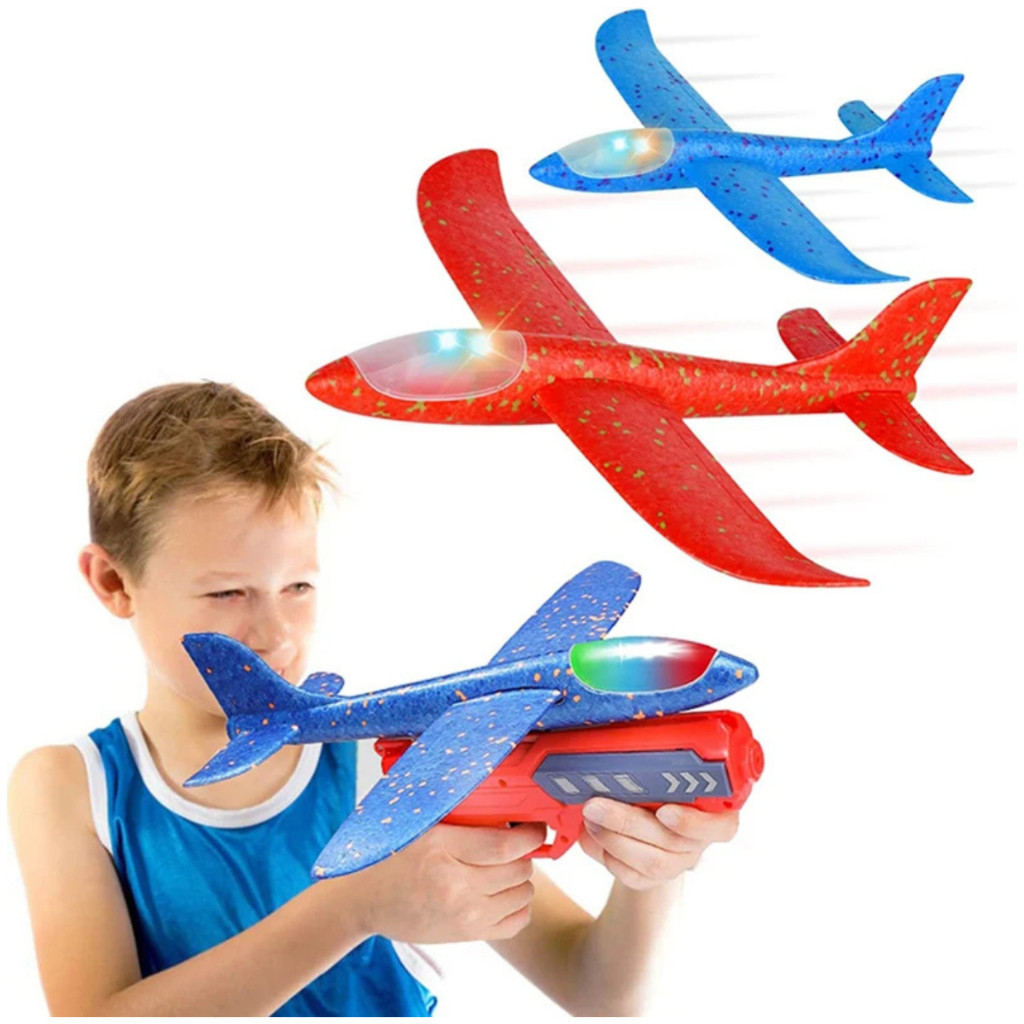 Lançador De Avião Com Luz Planador Brinquedo Infantil Inclui Transmissor E Luz, 25*23 Cm
