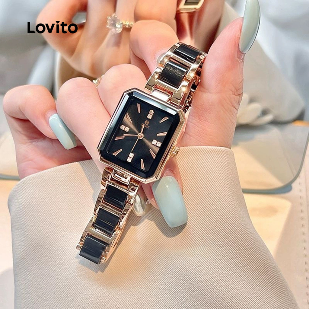 Lovito Relógio Casual de Quartzo de Metal Minimalista  Relógio Quadrado de Quartzo para Mulheres LFA86238 em Oferta na Shopee