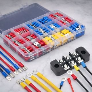 Kit Terminal De Fio Elétrico Isolado Olhal Garfo Tipo Pá Forquilha Crimpagem 102 200 280 320Peças em Oferta na Shopee