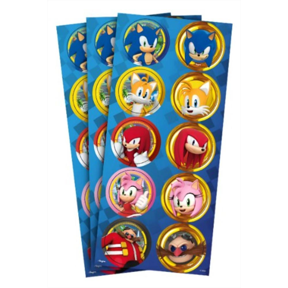 Adesivo Decorativo Sonic Kit 30 peças Festa Lembrancinha e Decoraçao