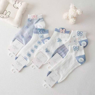 Kit 6 /12 Pares Meias Femininas 35-40 Cano Curto Estampadas com Laço Algodão Confortável Respiráve em Oferta na Shopee