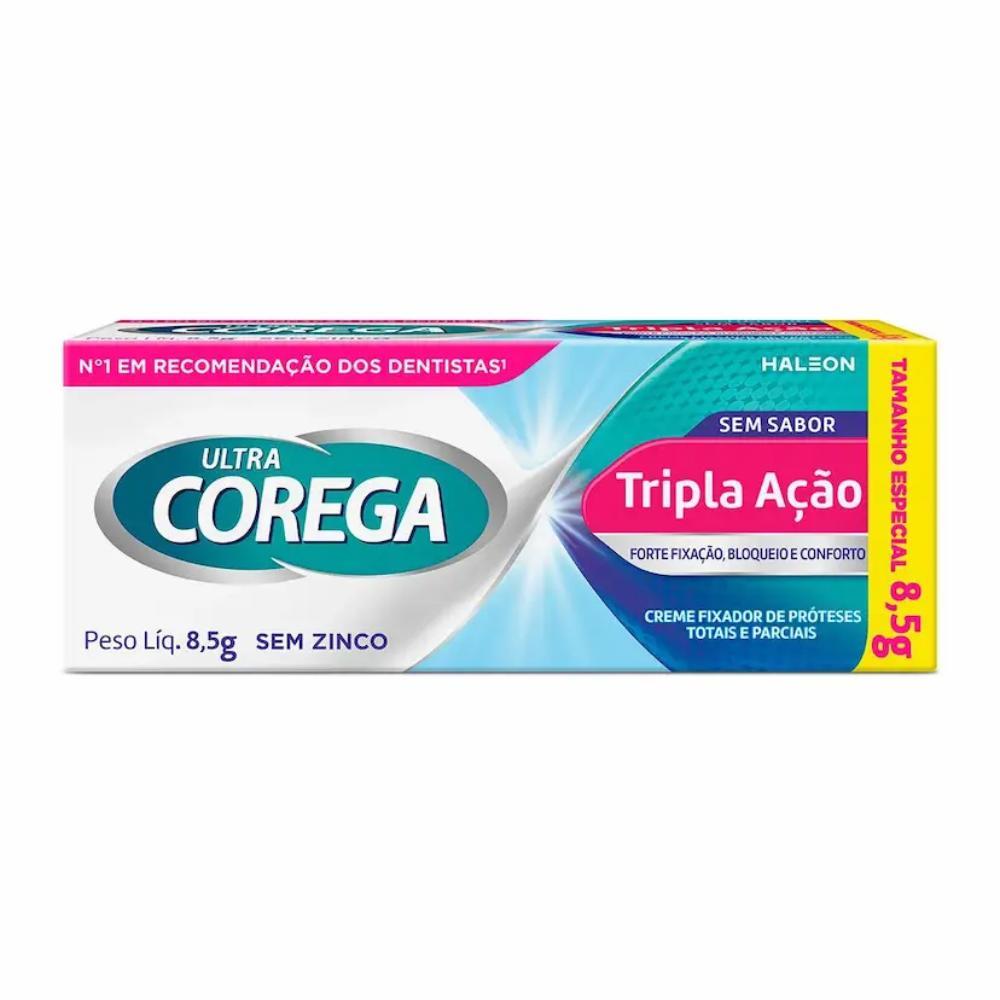 Fixador de Dentatura Corega Ultra Creme Tripla Ação Fixação Forte Bisnaga Com 8,5g Sem Sabor em Oferta na Shopee