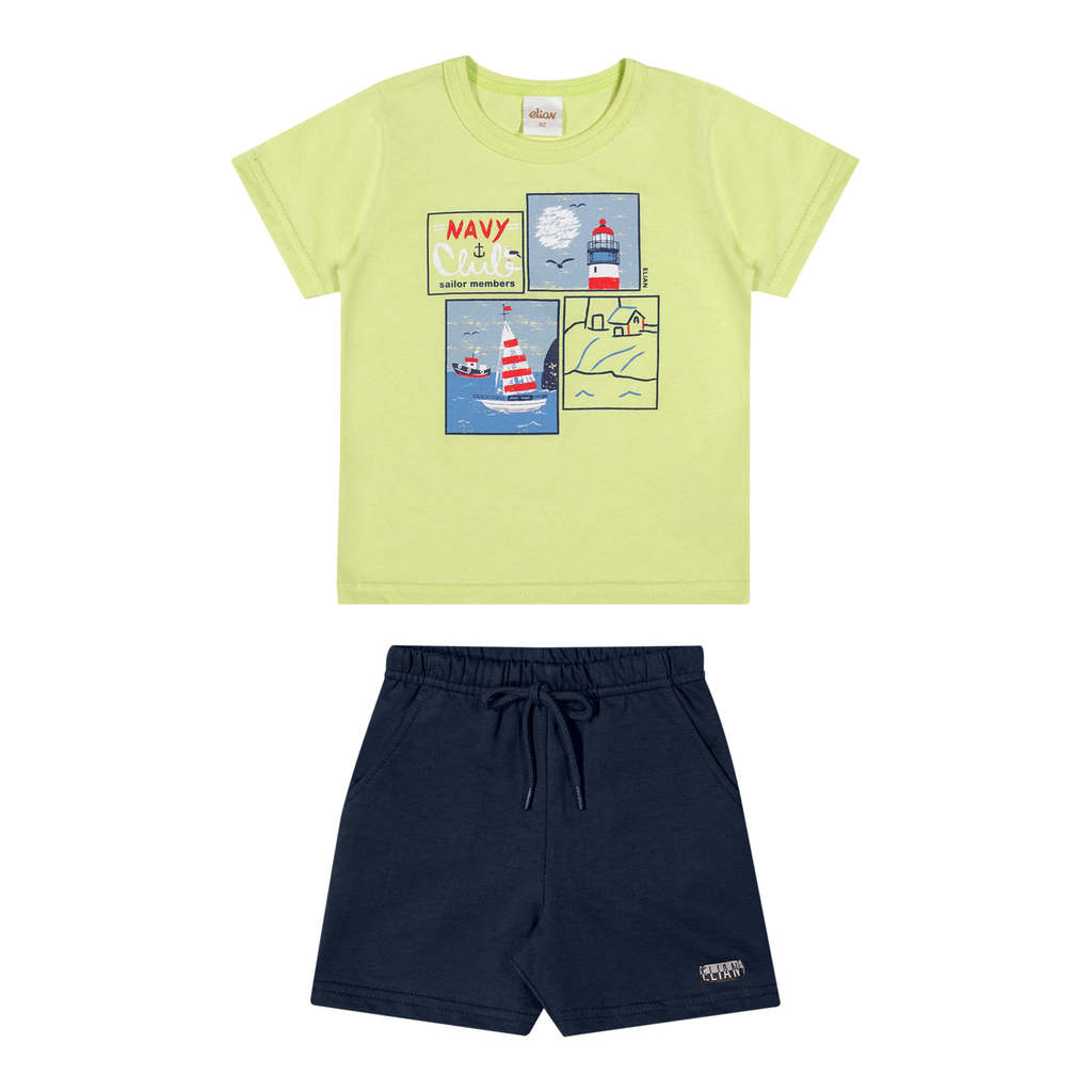 Conjunto Infantil Menino Desenho Navy Elian Verde