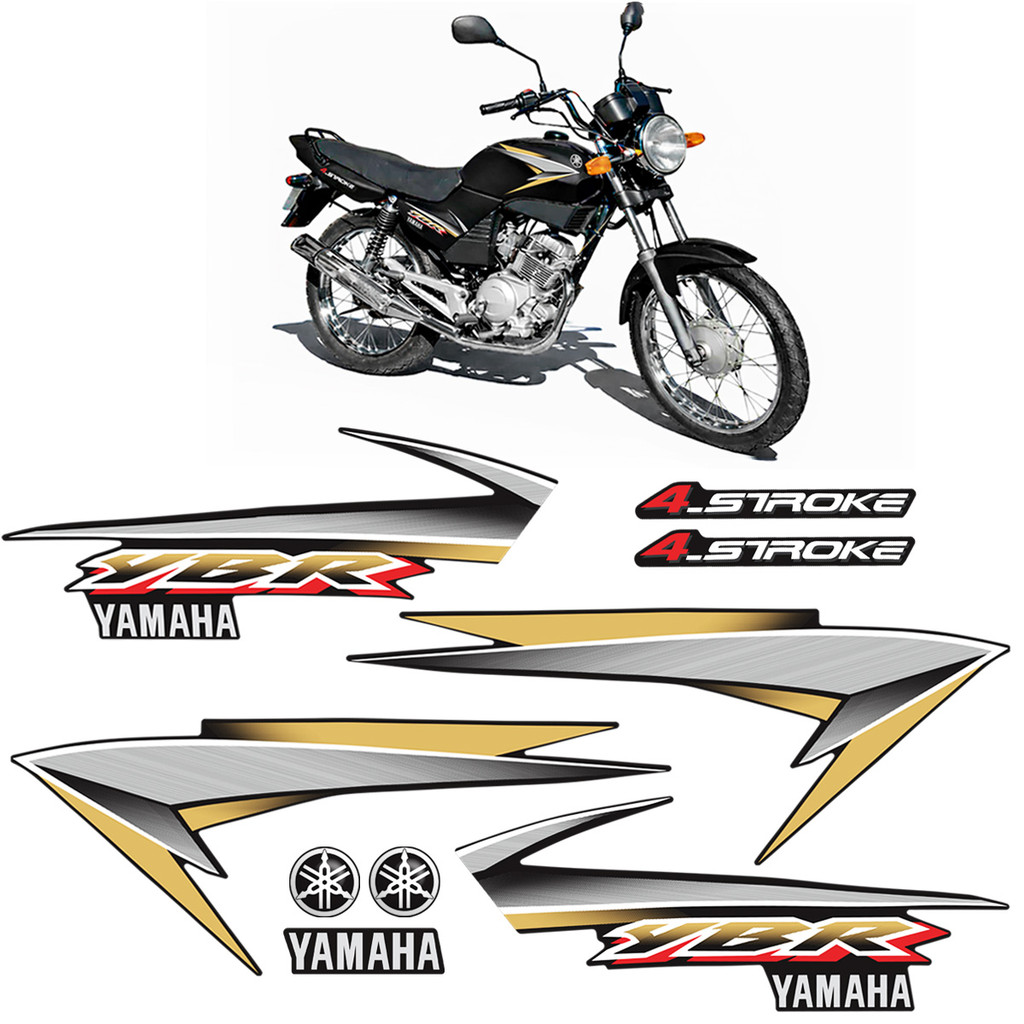 Kit Adesivos Para Yamaha Ybr 125 2004 Moto Preta + Emblemas