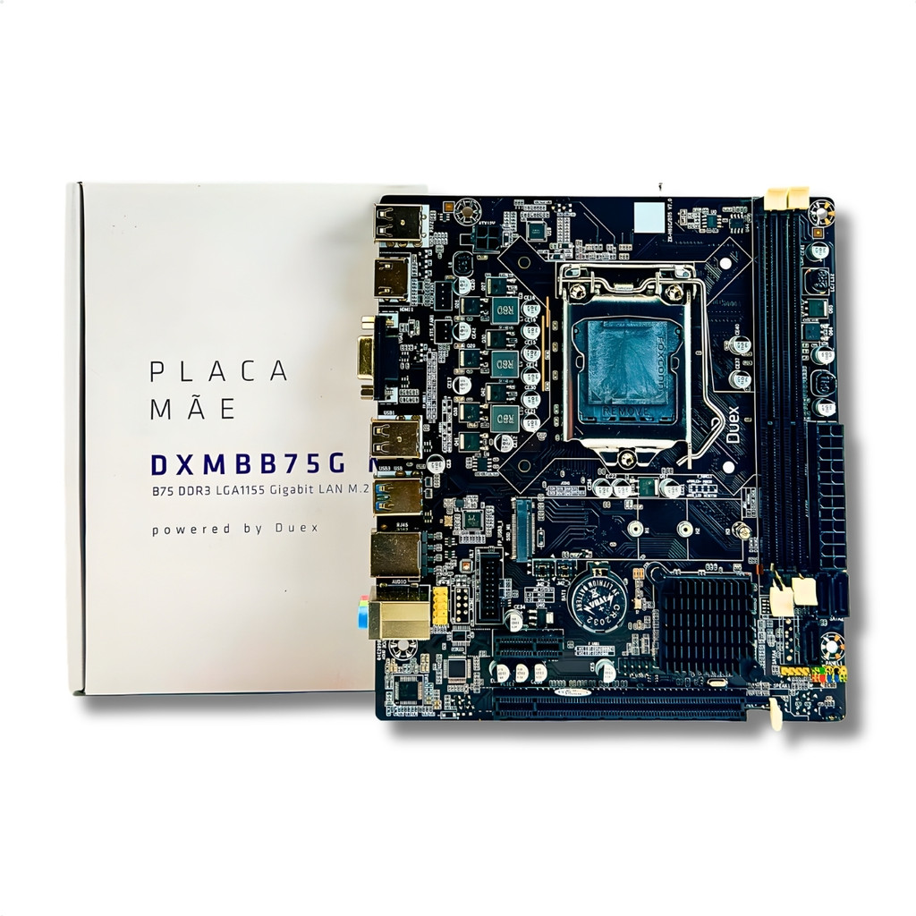 Placa Mãe B75 Duex Intel LGA1155 mATX DDR3 M.2 NVMe Gigalan Preto DXMBB75G M2