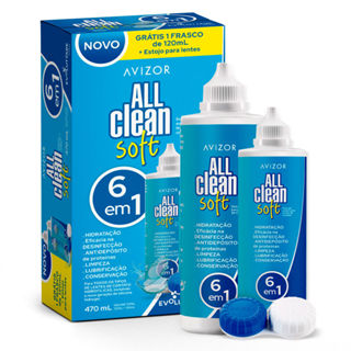 All Clean Soft 6 em 1 Solução para Lente 350ml Ganhe 120ml + Estojo para Lentes em Oferta na Shopee