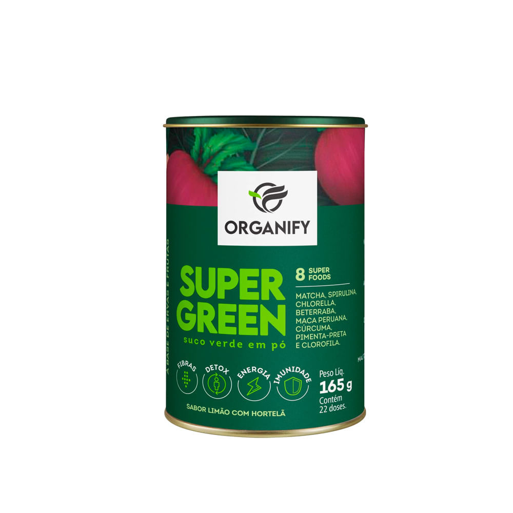 Suco Verde Super Green Organify em Po Sabor Limão com Hortelã 165G