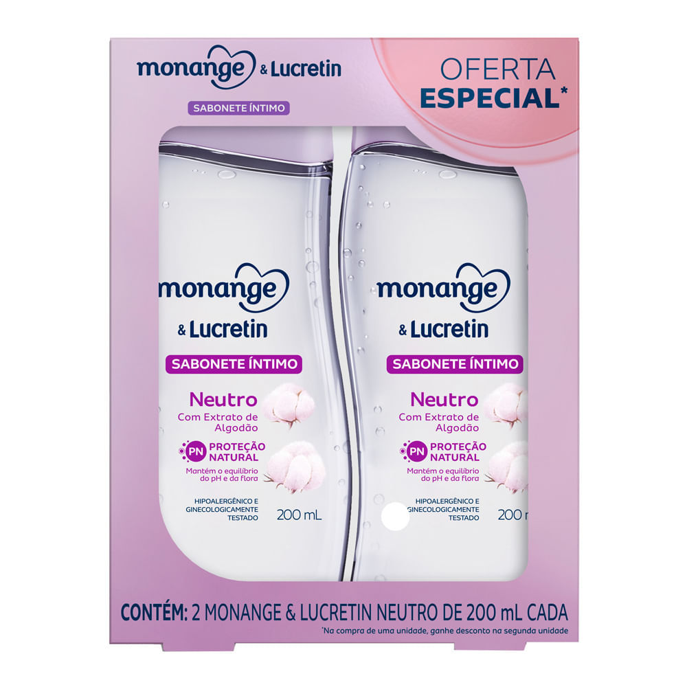 Sabonete Líquido Íntimo Monange e Lucretin Neuro com 2 Unidades de 200ml cada em Oferta na Shopee